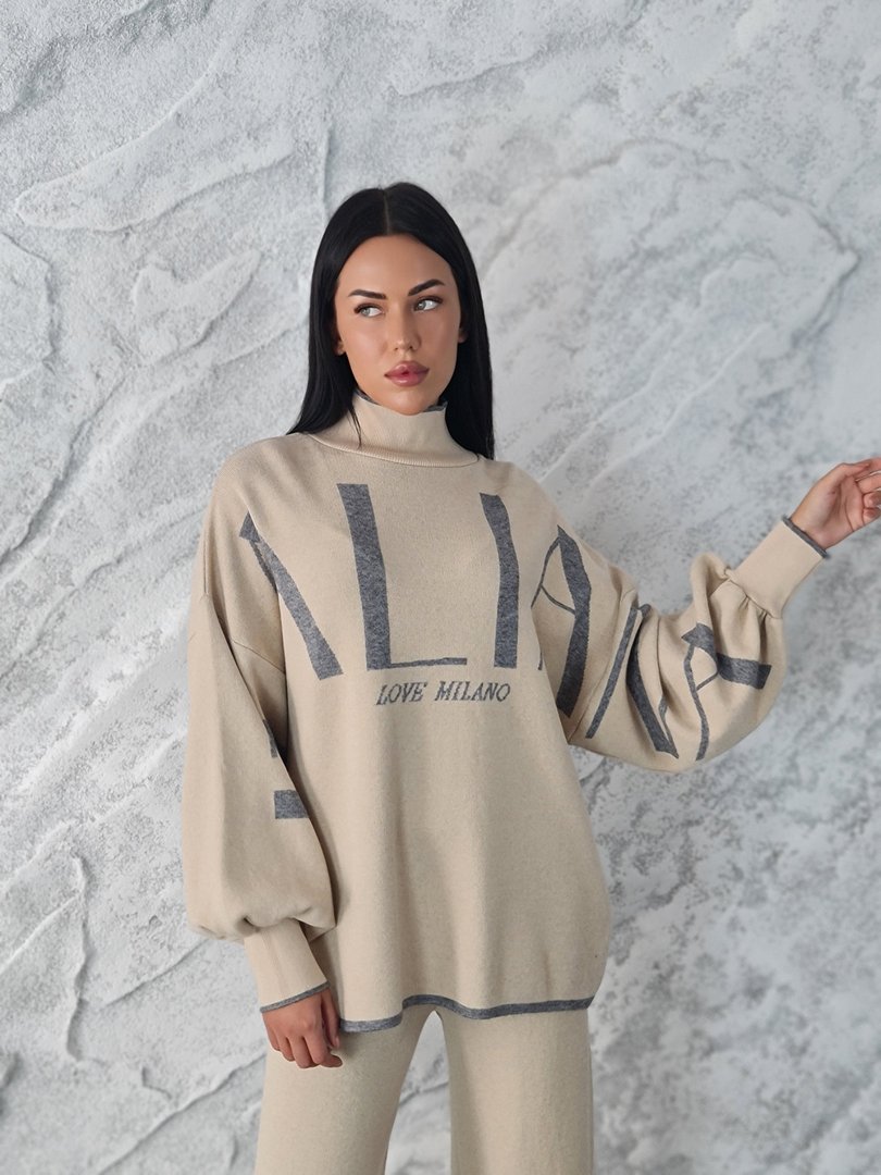 Костюм Barbara Alvisi джемпер и брюки песочный, фотография №4