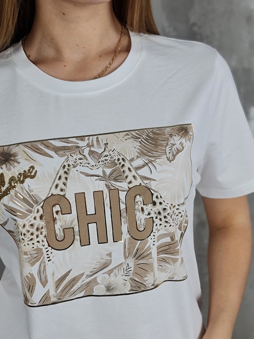 Футболка Y Two с бежевой надписью CHIC , фотография №2