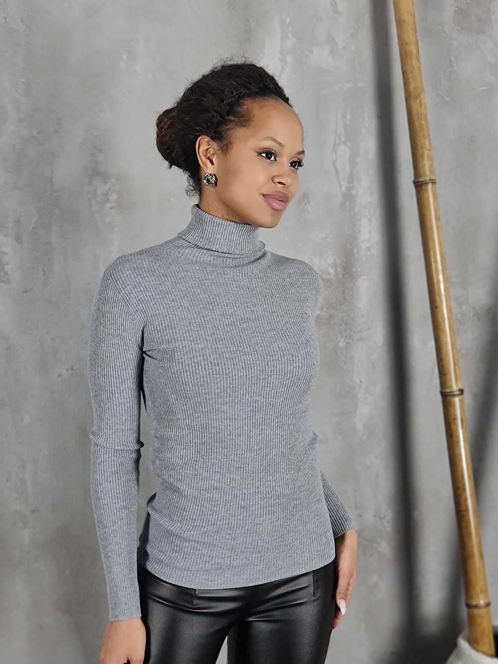 Водолазка Kontatto в рубчик серый , фотография №1