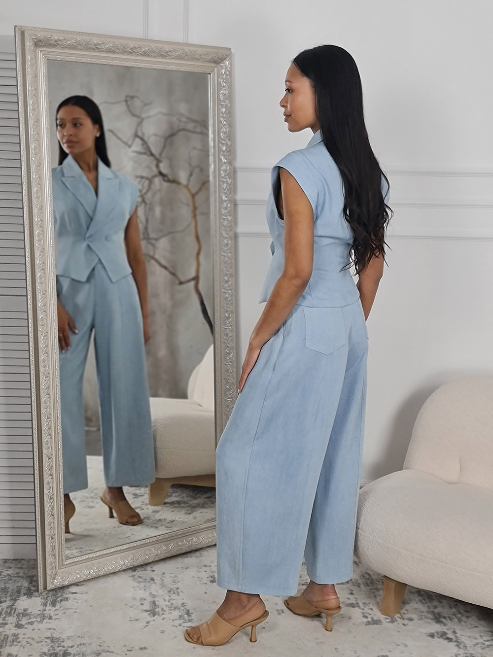 Костюм Imperial под джинсу жилет и брюки голубой , фотография №5