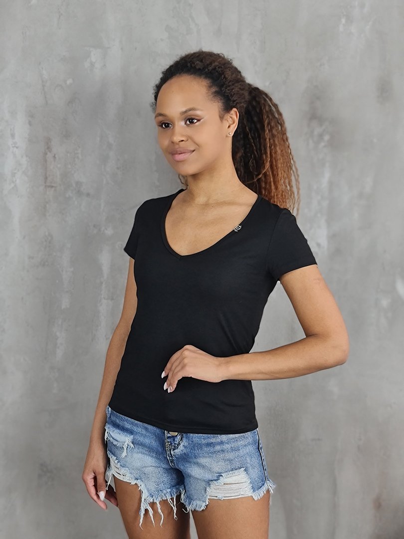 Футболка Roberta Biagi с V-образным вырезом черная, фотография №3