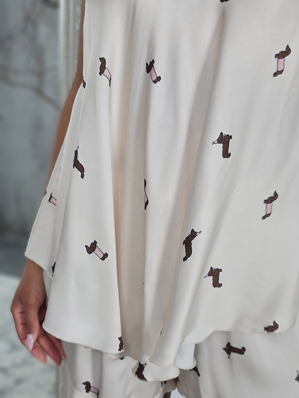 Костюм New Collection топ + шорты с принтом Такса кремовый, фотография №5