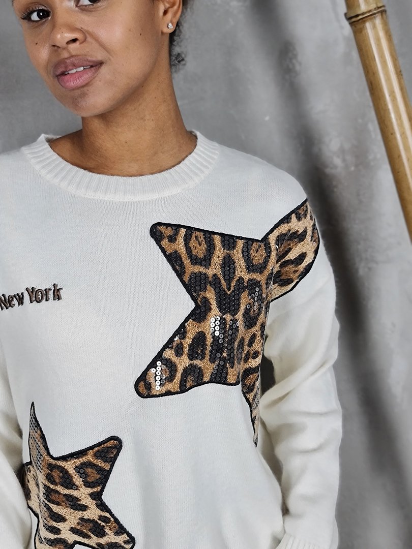 Джемпер Y Two с принтом "звезды" молочный, фотография №4