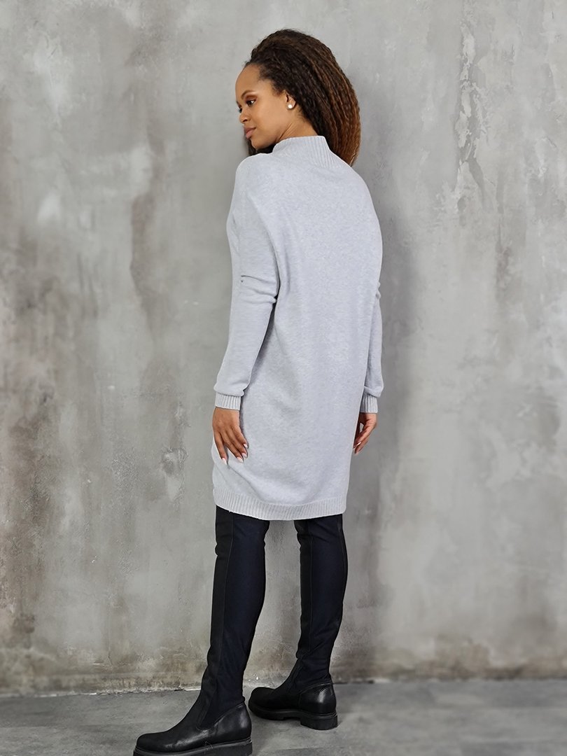 Платье Please теплое с воротом и карманами светло-серое, фотография №4