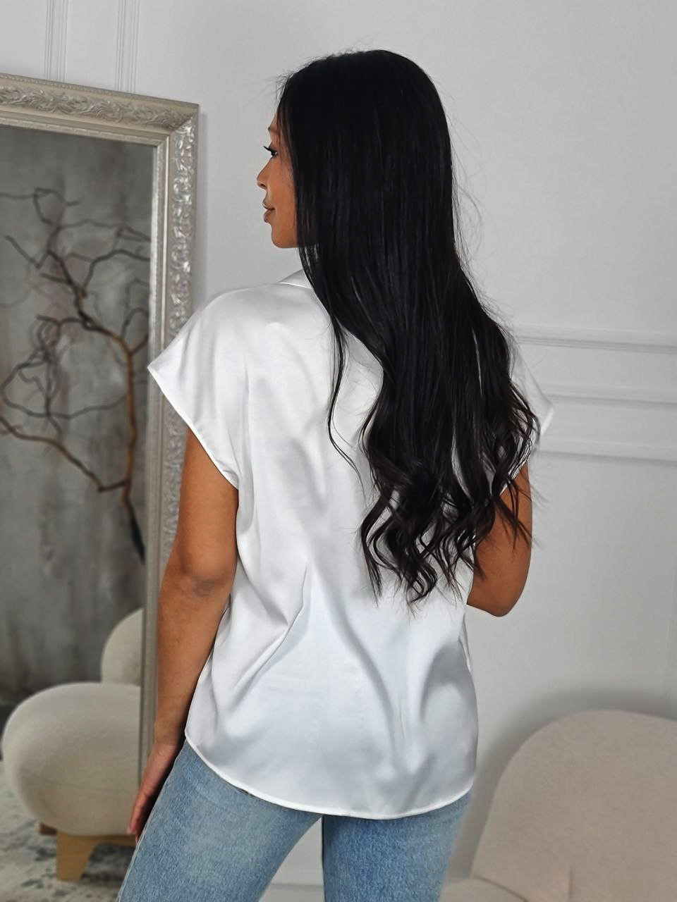 Рубашка Imperial атласная без рукавов белая, фотография №2