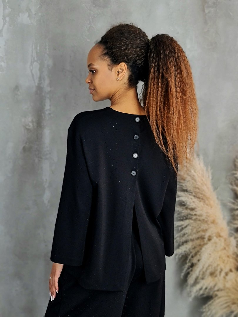 Костюм Vicolo рубашка и брюки со стразами черный, фотография №2