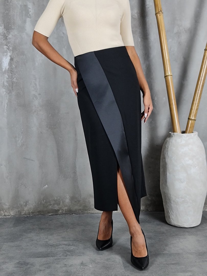 Юбка Imperial с разрезом и шелковой линией черная, фотография №1