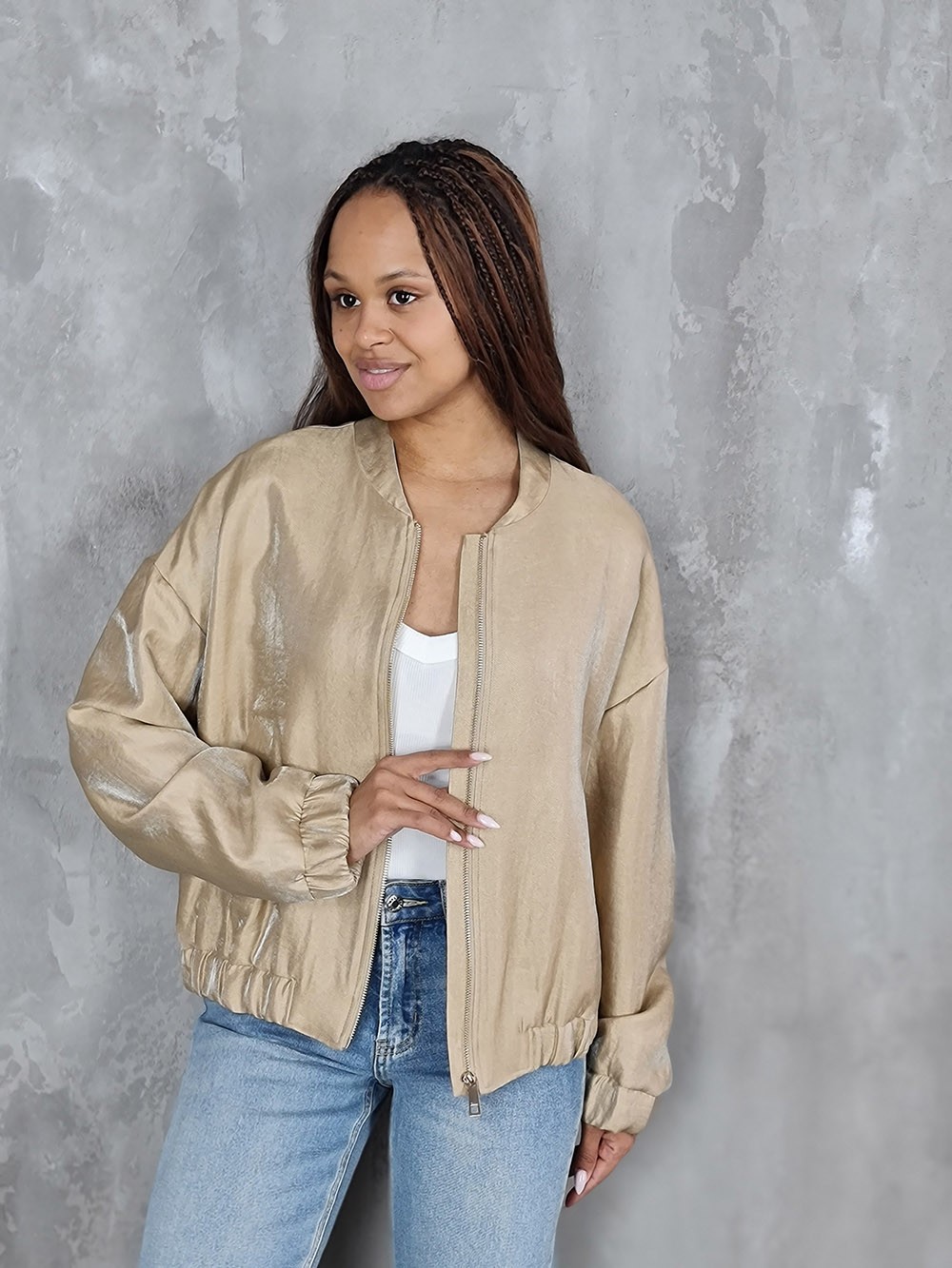 Бомбер CLOTHÉ на молнии с карманами золотистый, фотография №1