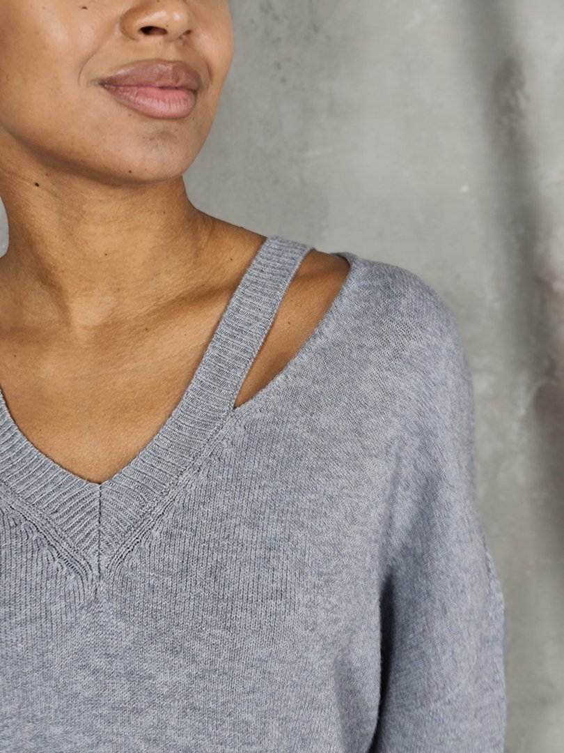 Джемпер Souvenir с вырезами на груди серый, фотография №2