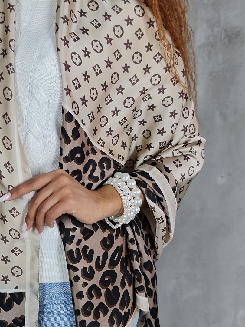 Палантин My Little Italy кремовый/леопард, фотография №3