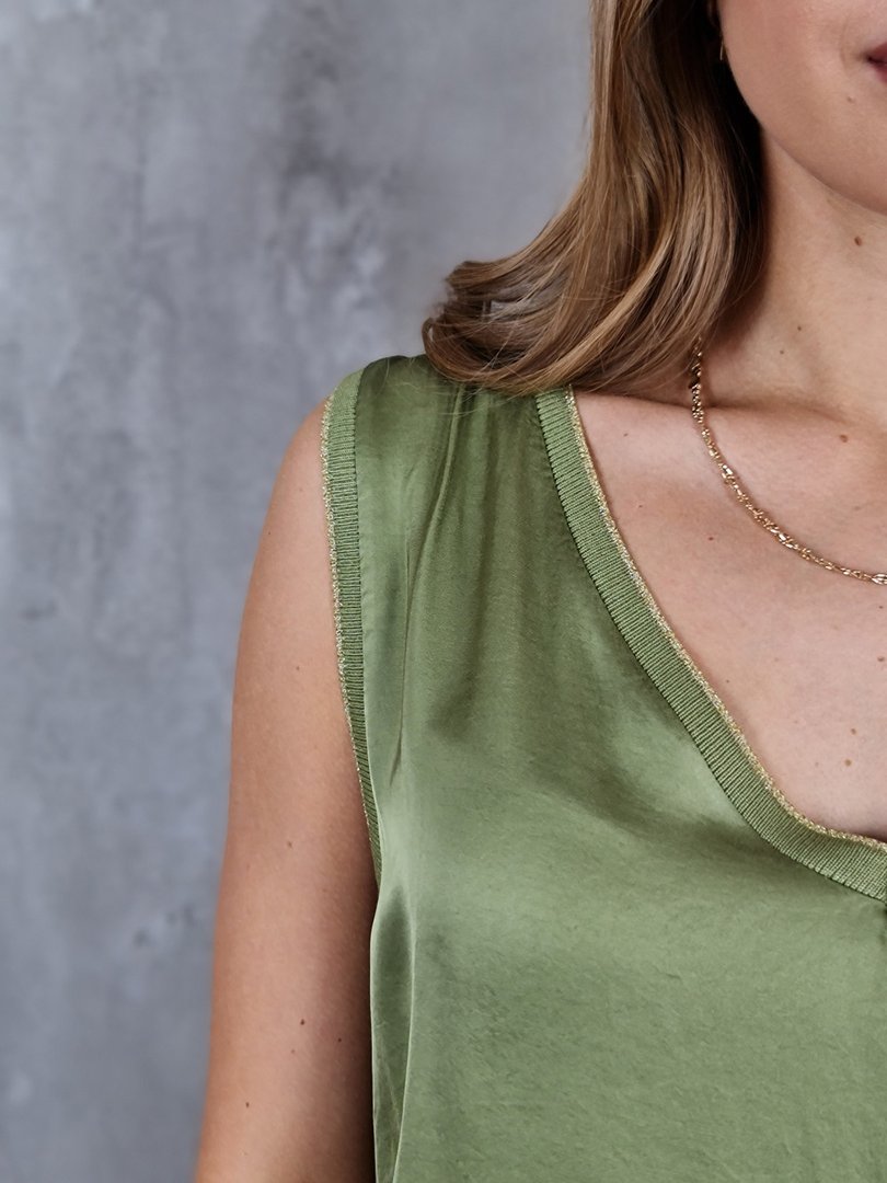 Топ My Little Italy с золотыми швами хаки, фотография №3