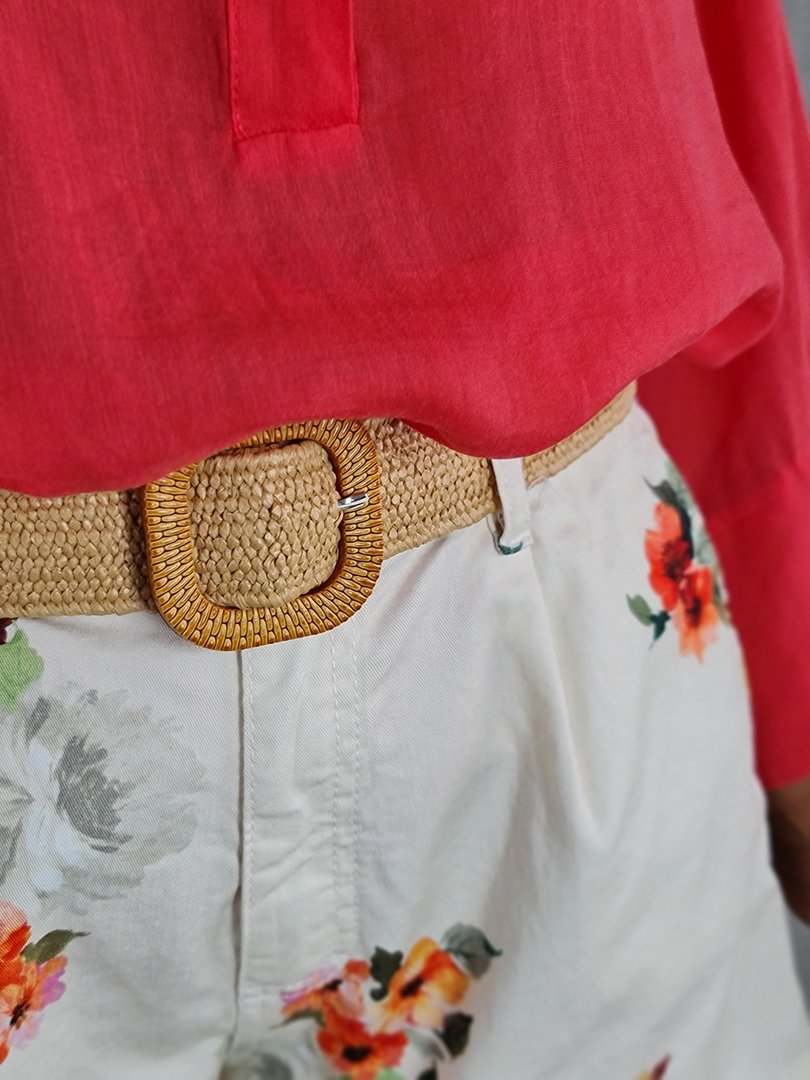 Шорты Please с ремешком, цветочный принт молочные , фотография №4