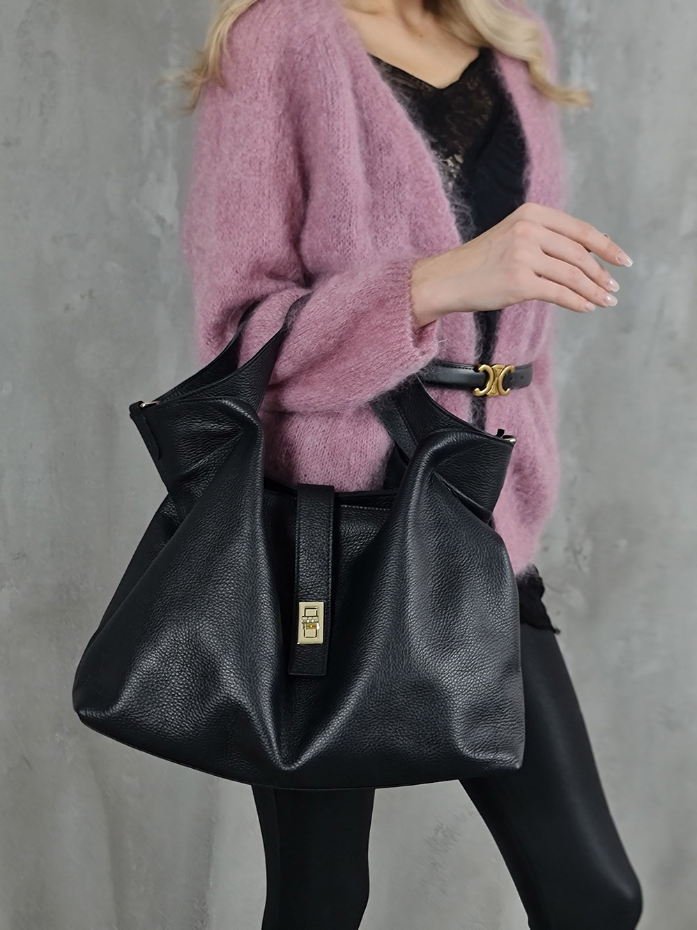 Сумка MARLON натуральная кожа черная, фотография №3