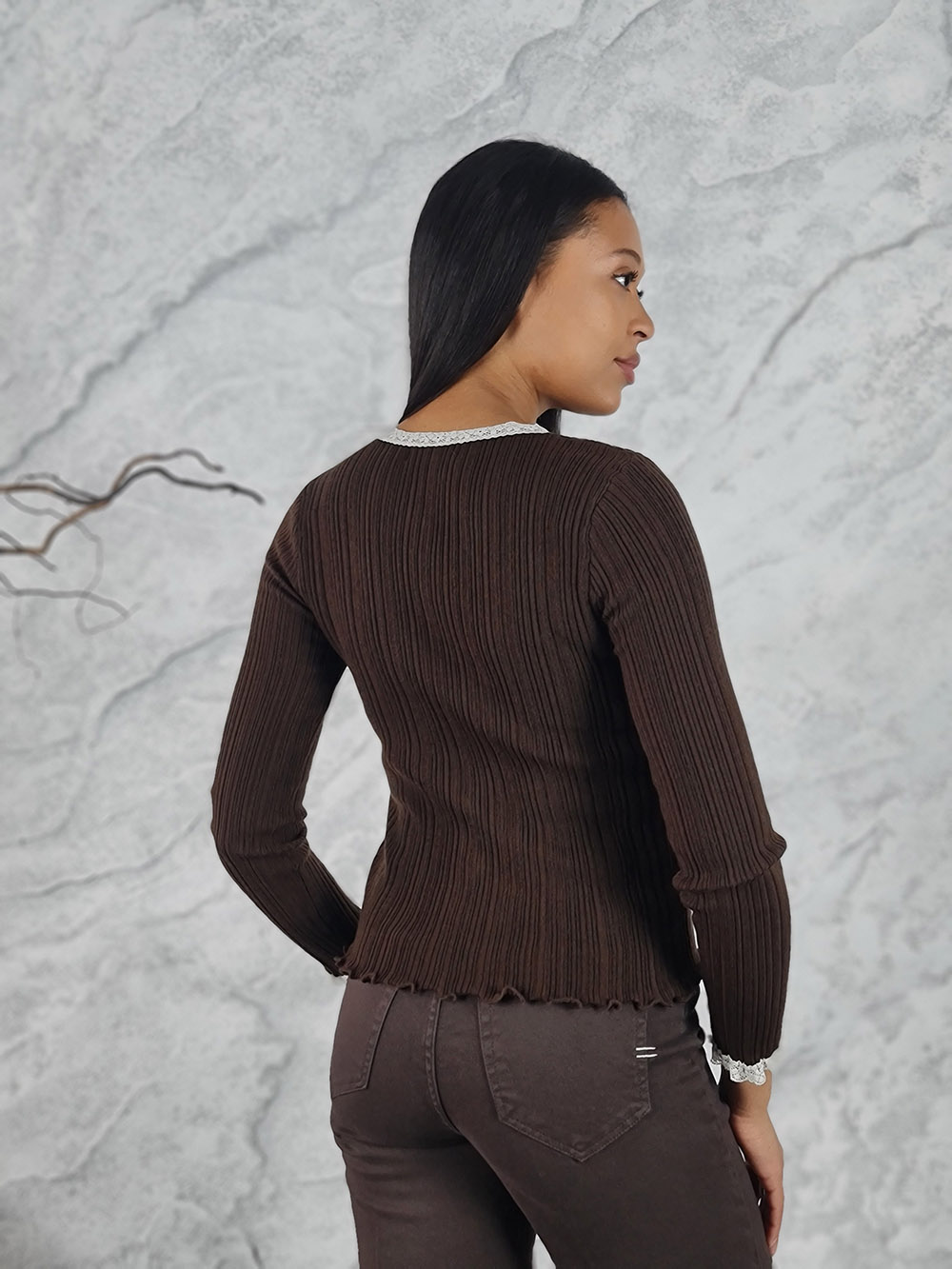 Кардиган ELSA.M с кружевом шоколад, фотография №5
