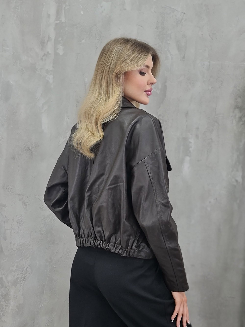 Куртка Vicolo натуральная кожа на пуговицах шоколад , фотография №4