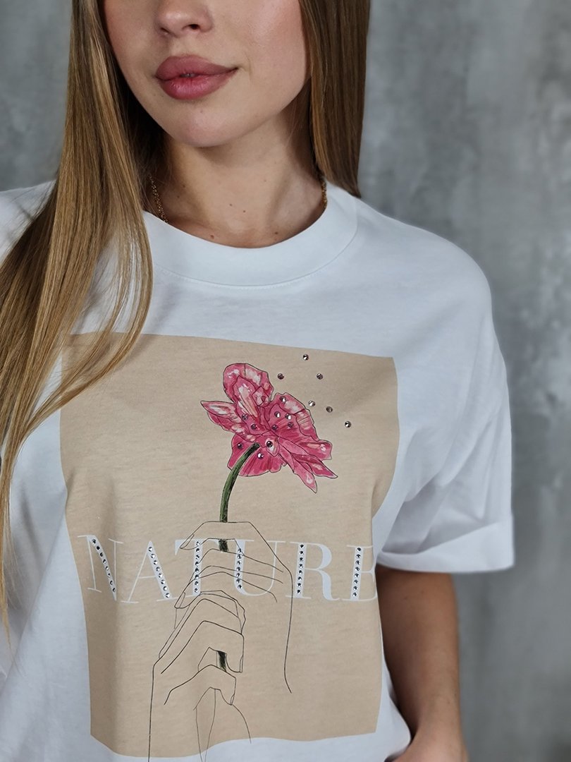 Футболка Imperial с цветком белая, фотография №2