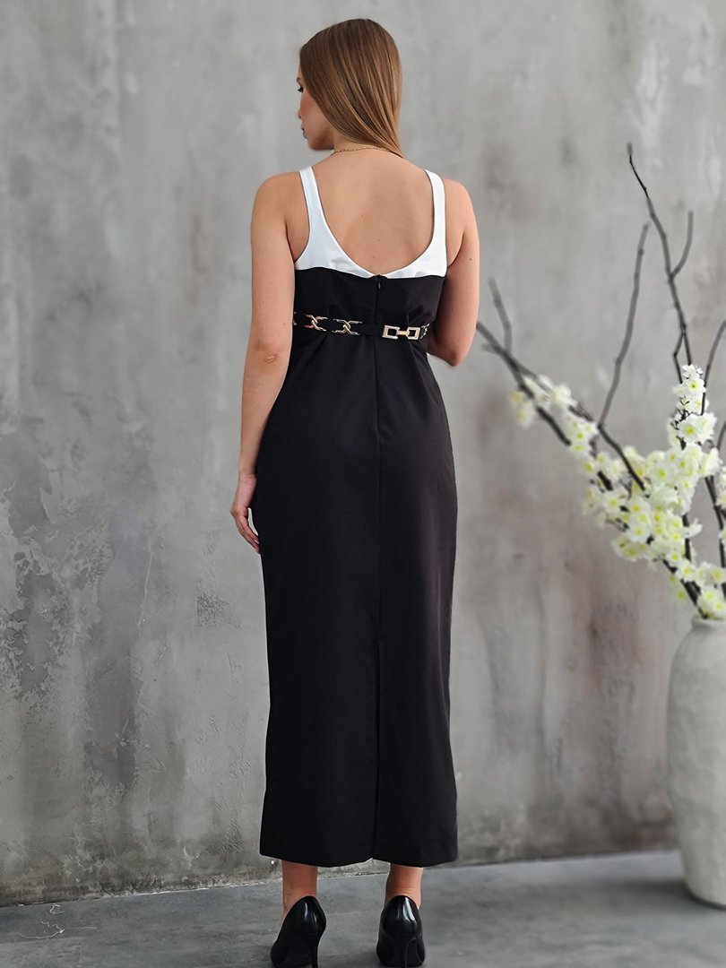 Платье Roberta Biagi с ремешком и белым верхом черное, фотография №2