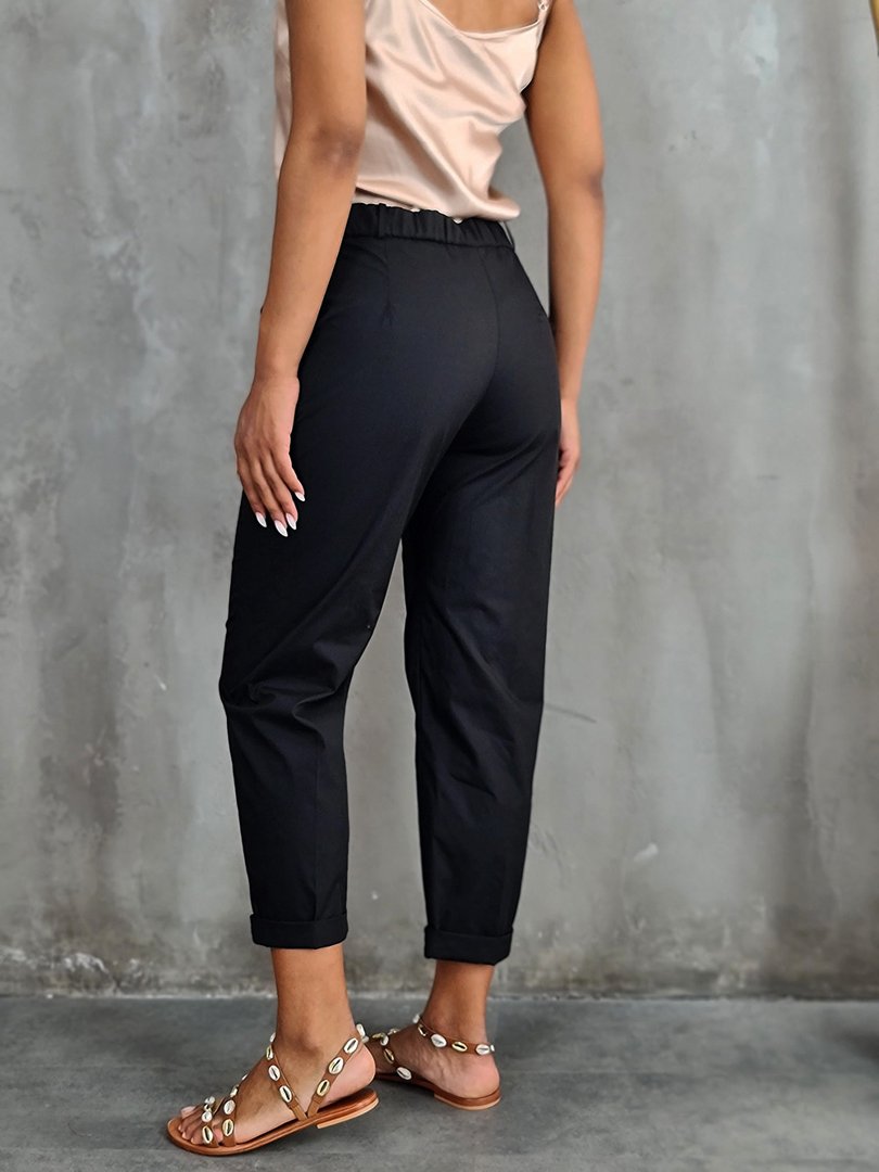 Брюки Imperial классик на резинке сзади, с подворотами черные, фотография №3