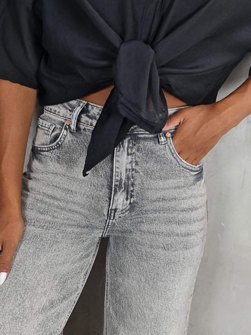 Джинсы Miss Bonbon прямые широкие графит , фотография №5