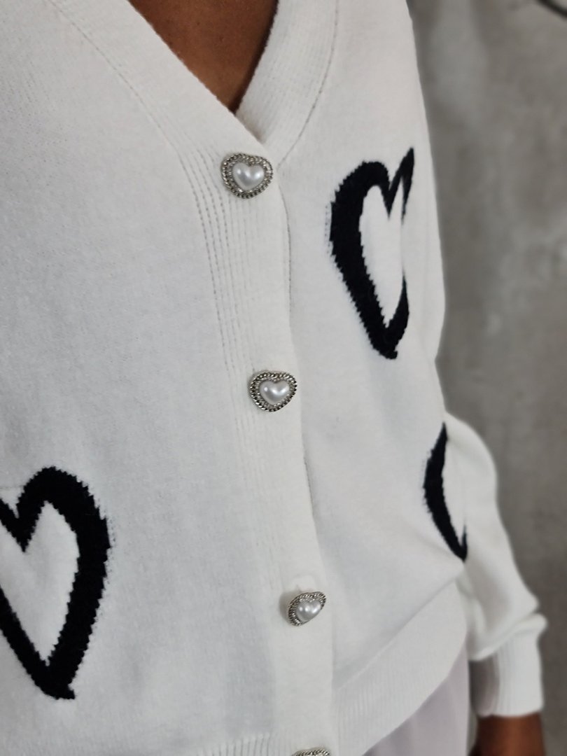 Кардиган J-Clair с сердечками белый, фотография №3