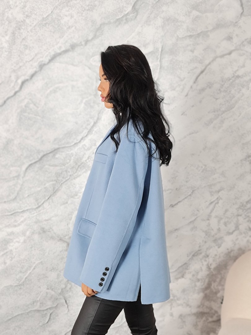 Полупальто Vicolo с двумя пуговицами голубое, фотография №3