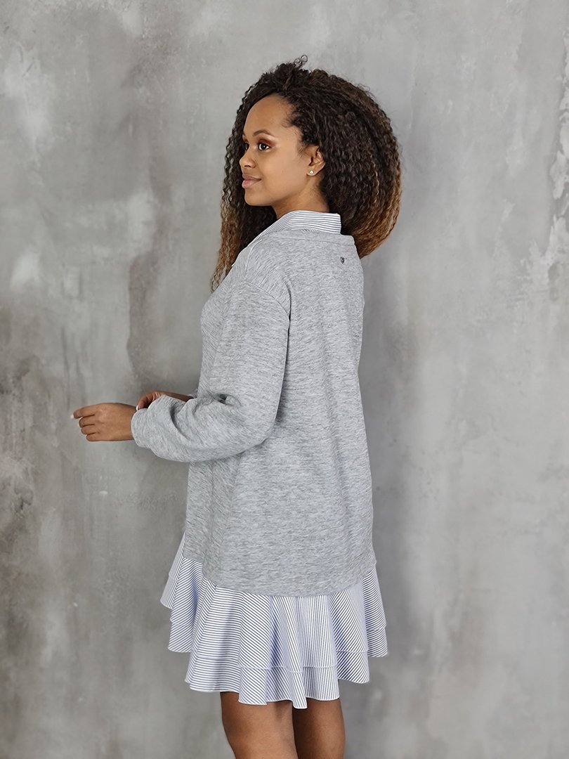 Платье Please с полосатым подолом серый/голубой, фотография №3