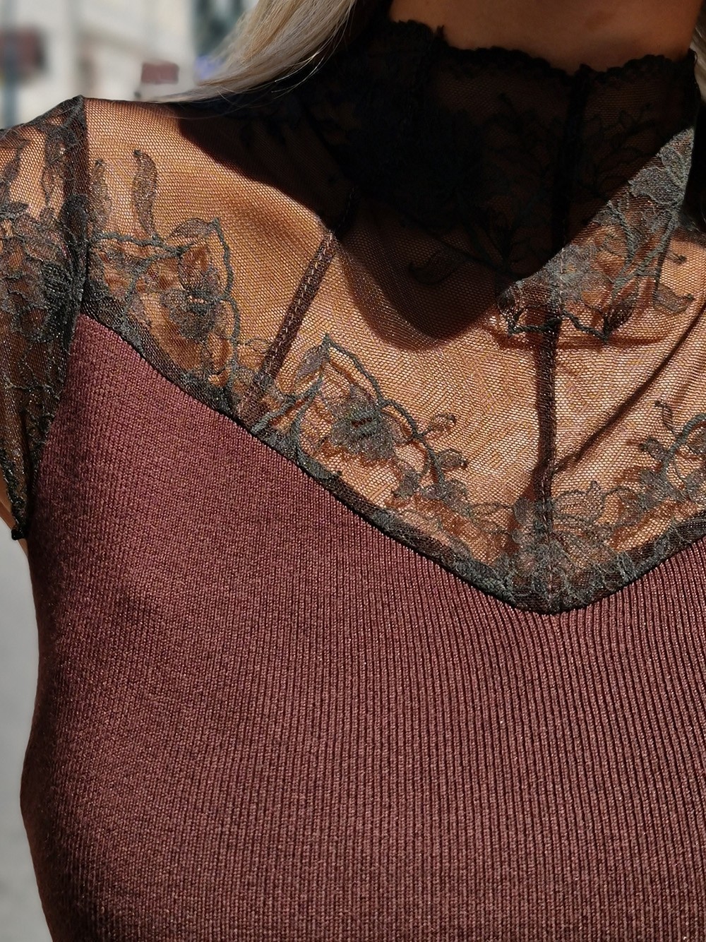 Топ Roberta Biagi трикотажный с кружевом наверху шоколад, фотография №4