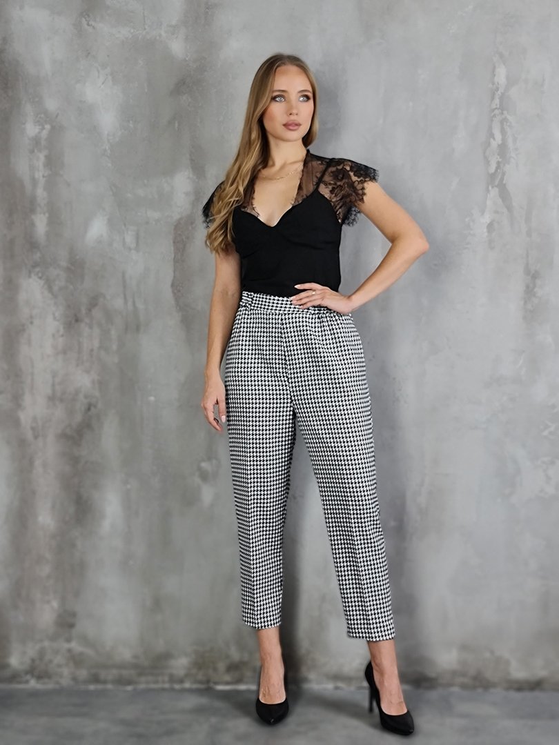 Брюки Imperial с принтом гусиная лапка чёрные/белые , фотография №2