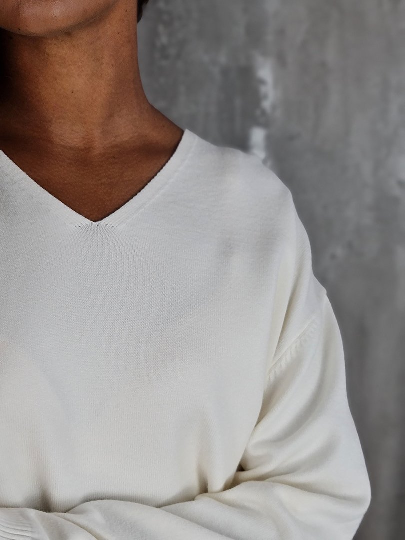 Костюм Lara джемпер и А-образная юбка молочный, фотография №5