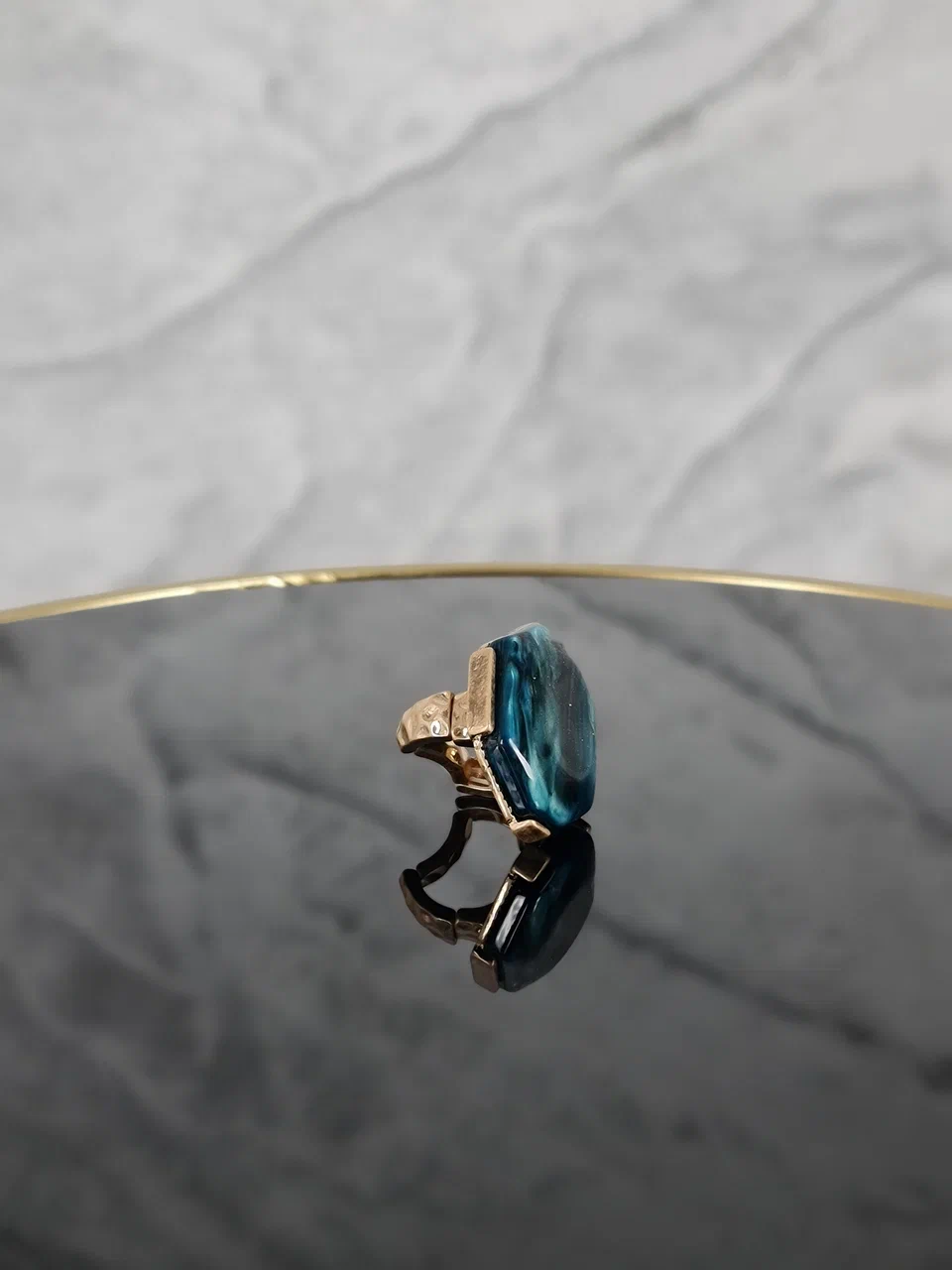 Кольцо YILI ACCESSORI с камнем малахит, фотография №4