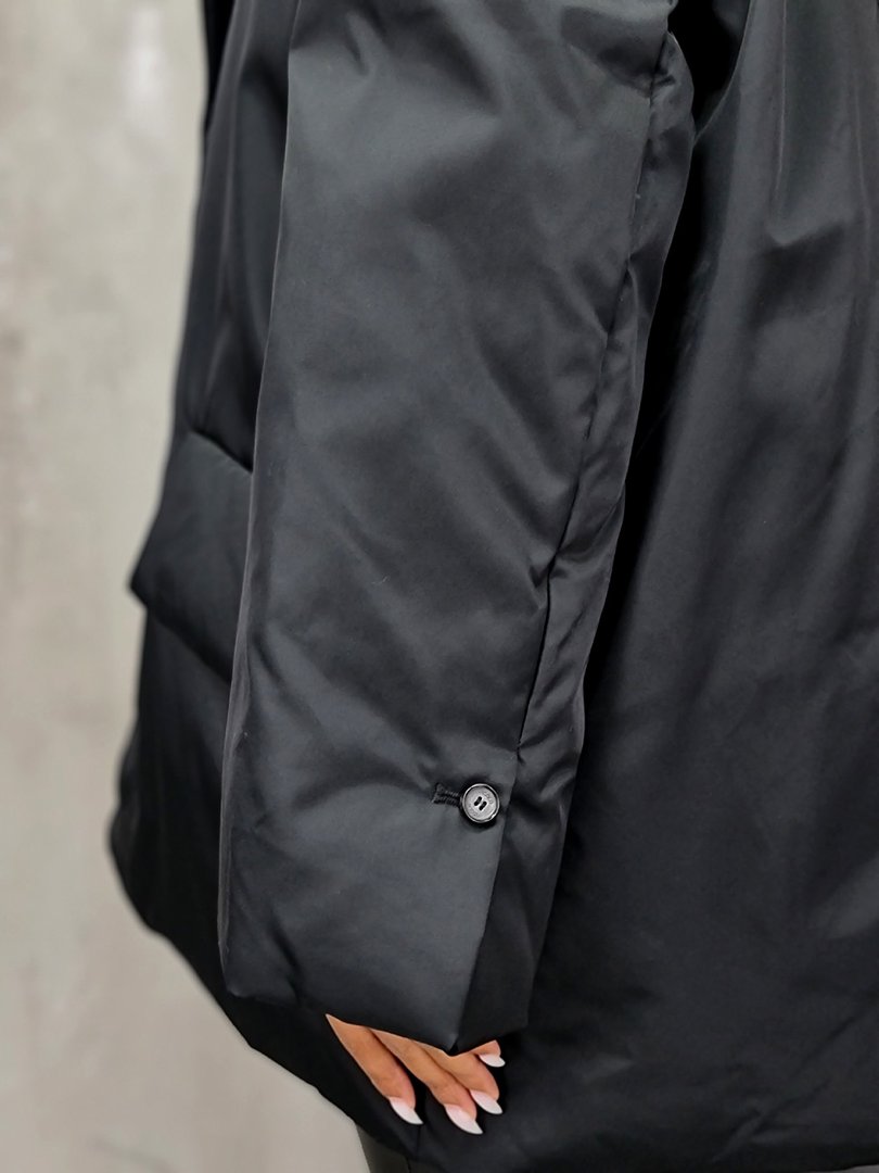 Куртка Vicolo натуральный пух с поясом черная, фотография №2