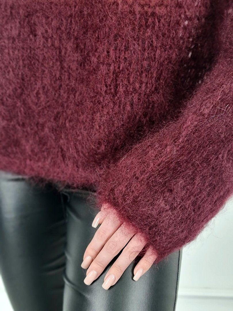 Джемпер Adele & Beautty tricot бэби мохер с длинным рукавом винный, фотография №4