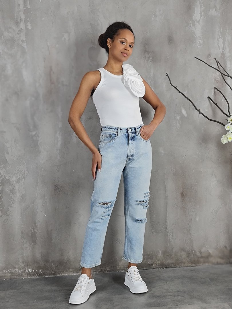 Топ Imperial с цветочками спереди слева белый, фотография №2