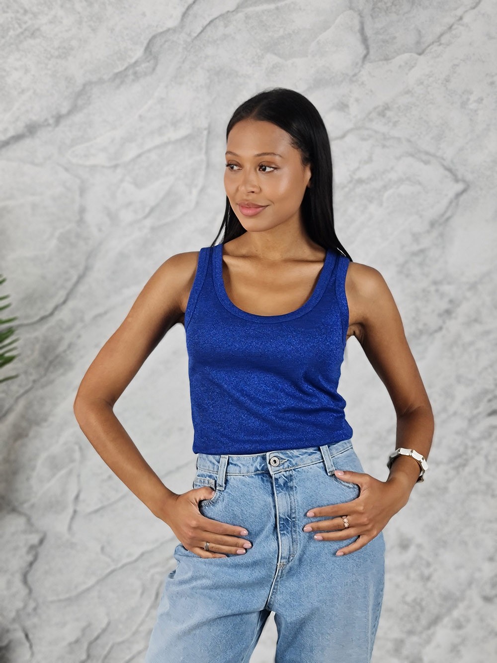 Топ Vicolo с люрексом синий, фотография №1