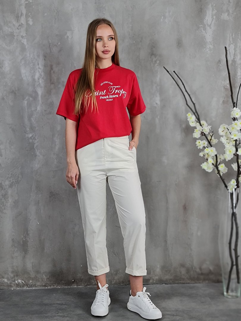 Футболка Vicolo надпись Сан Тропе красная, фотография №2