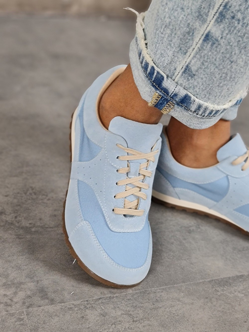 Кеды L'Estrosa замша+ткань голубые, фотография №2