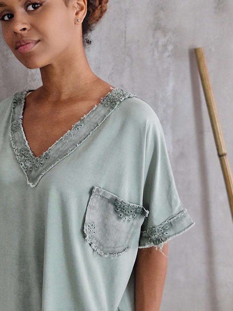 Футболка STAR с кармашком на груди зеленая, фотография №4