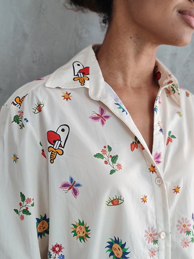 Рубашка Please с принтом молочная, фотография №5