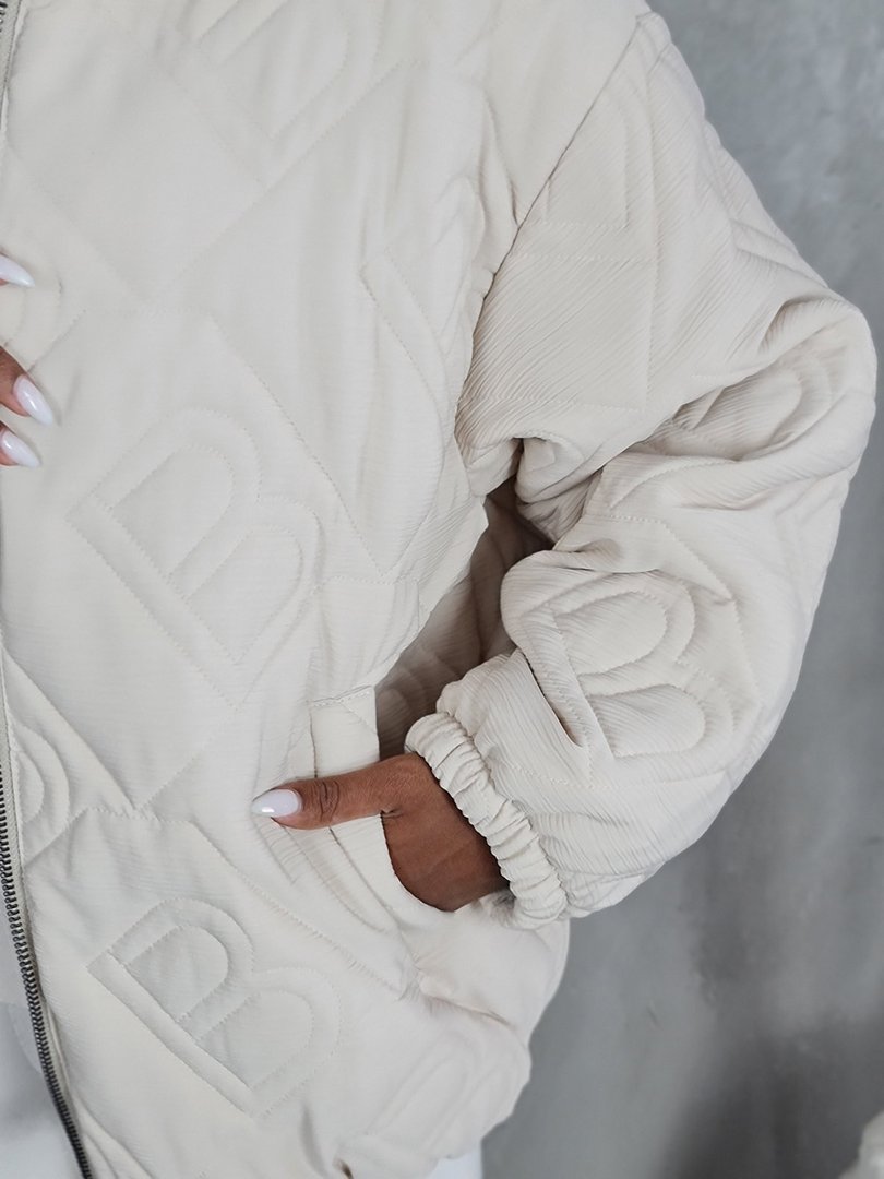 Куртка Barbara Alvisi с буквами и высокой молнией кремовая, фотография №5