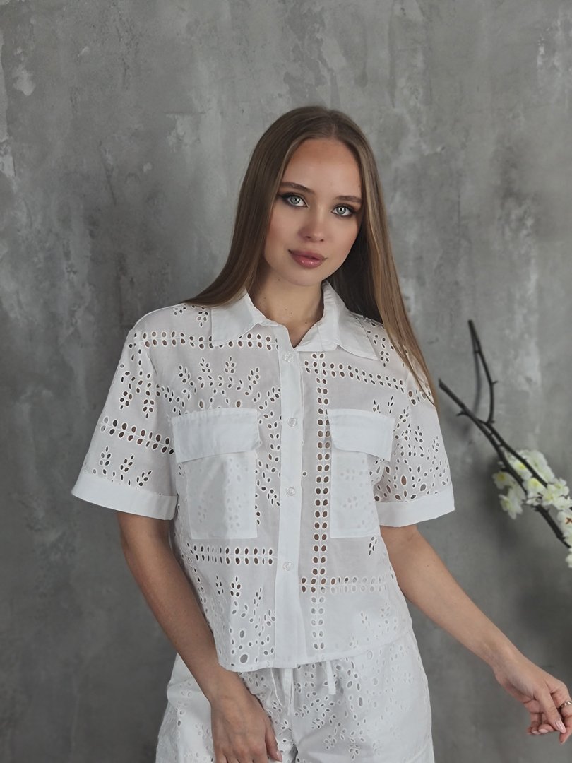 Костюм MIHO'S рубашка и брюки белый, фотография №4