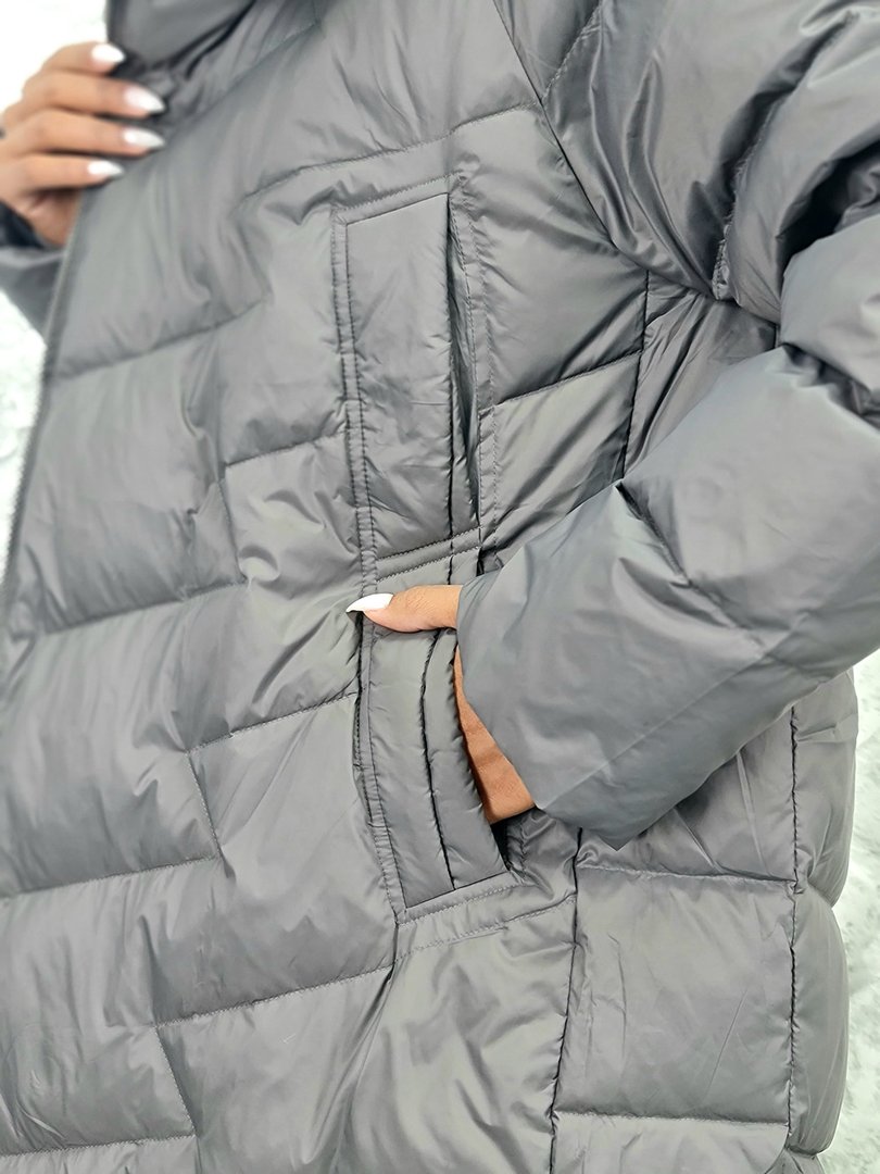 Пуховик My Star Collection длинный натуральный пух серый , фотография №3