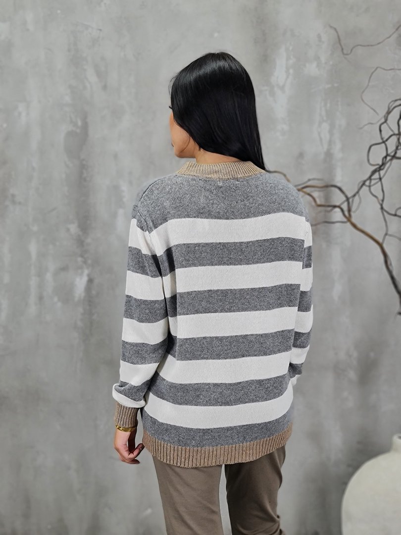 Джемпер Cashmere Blend с кашемиром в полоску серый, фотография №3