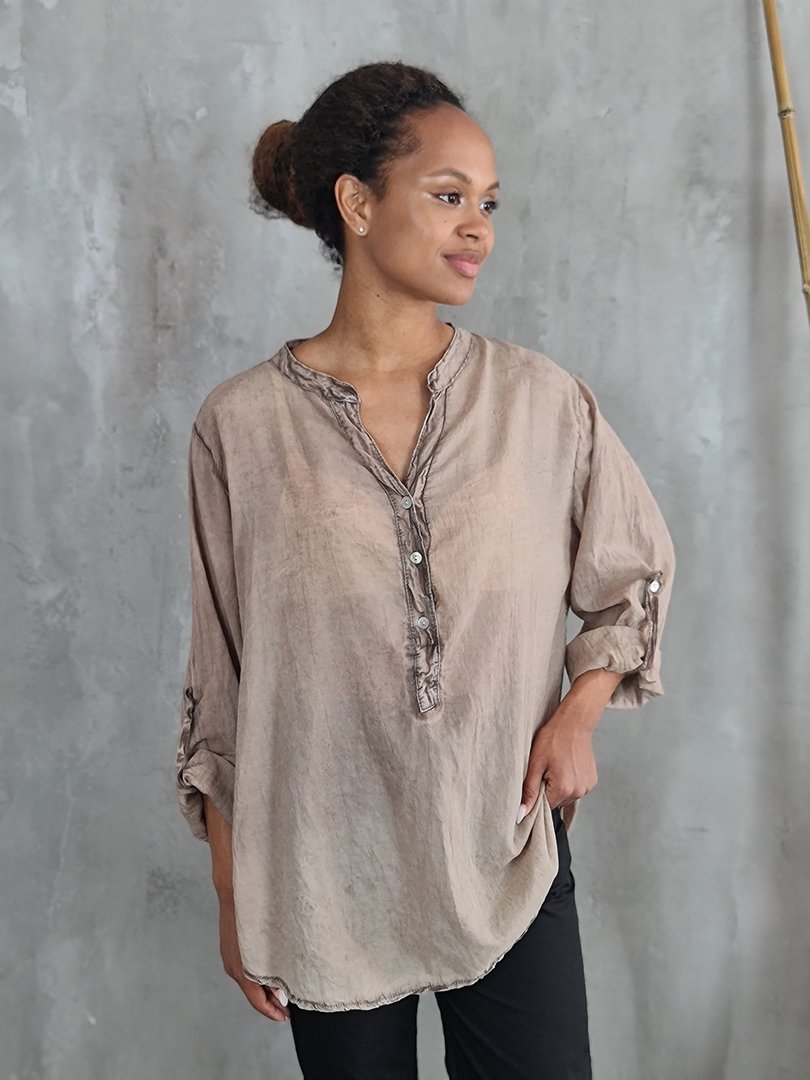 Рубашка STAR с кружевом на спине коричневая, фотография №3