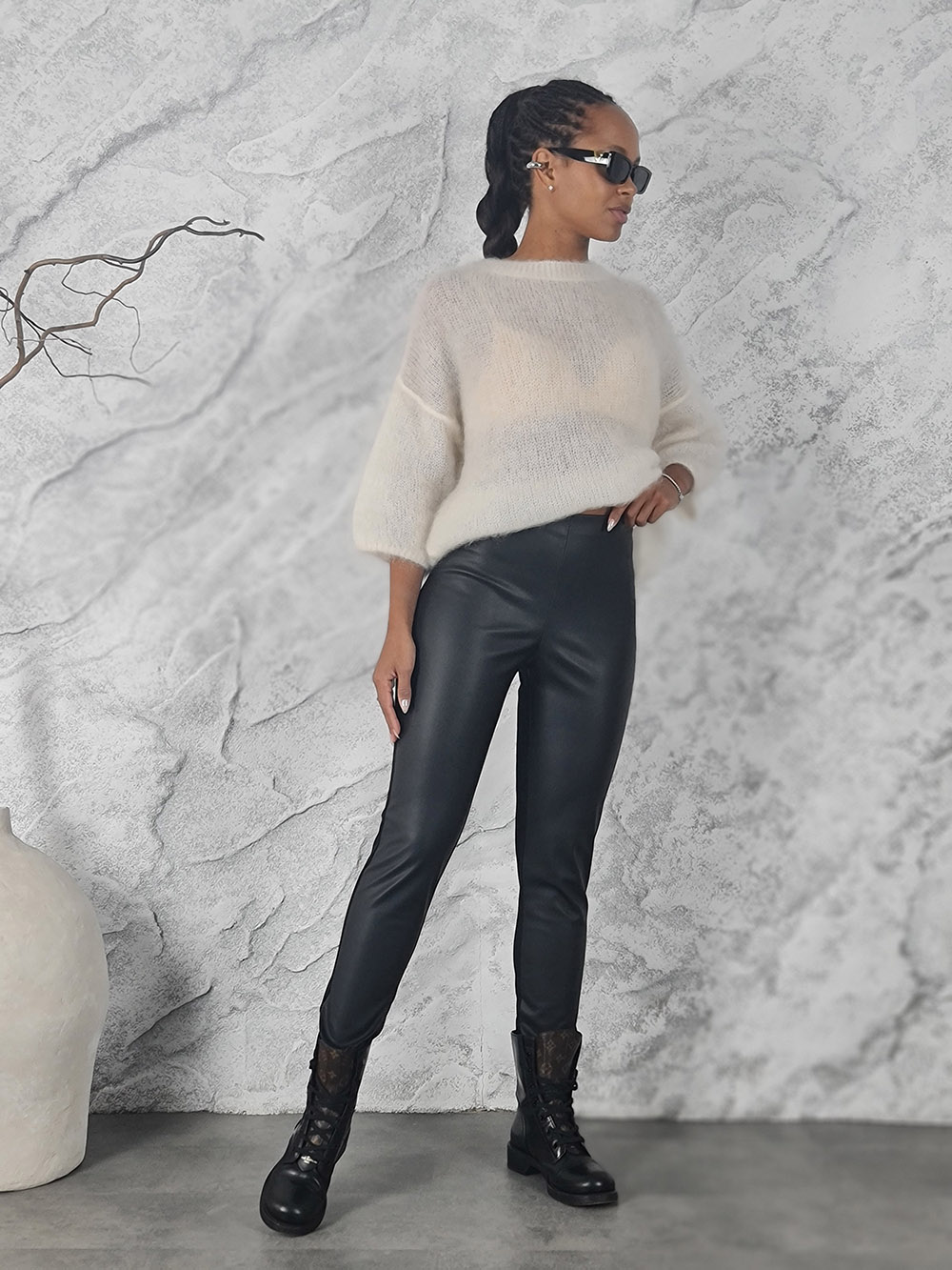 Леггинсы Barbara Alvisi комбинированные экокожа черные, фотография №2