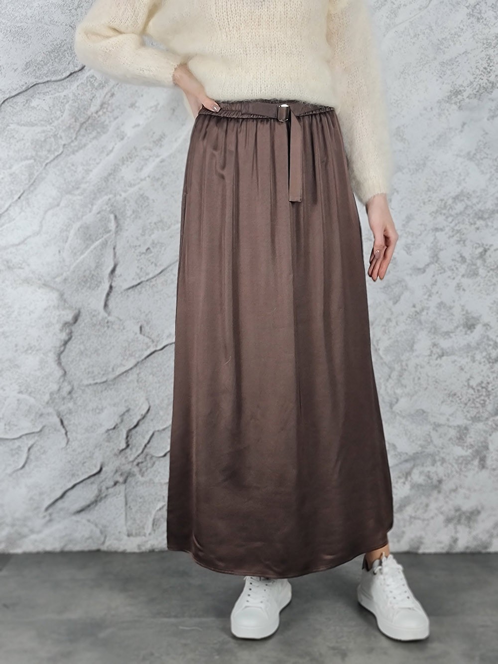 Юбка CLOTHÉ атласная на резинке шоколад, фотография №1