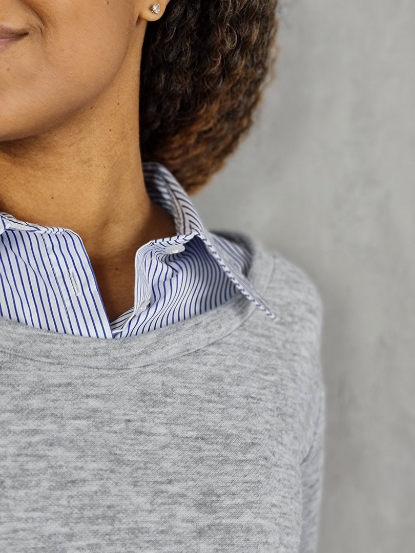 Платье Please с полосатым подолом серый/голубой, фотография №5