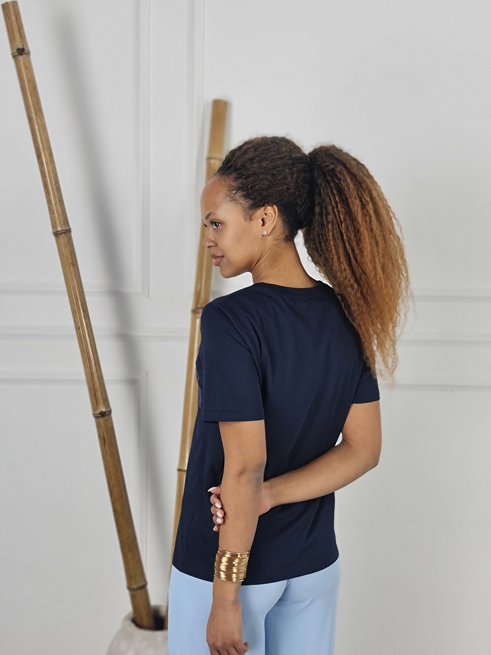 Футболка Paquito с девушкой в шляпке синяя, фотография №2