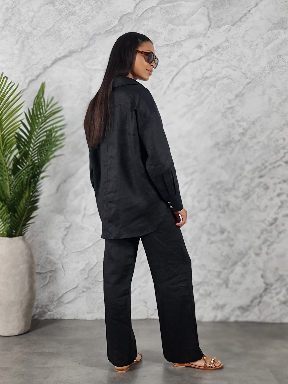 Костюм CLOTHÉ рубашка брюки лен черный, фотография №3