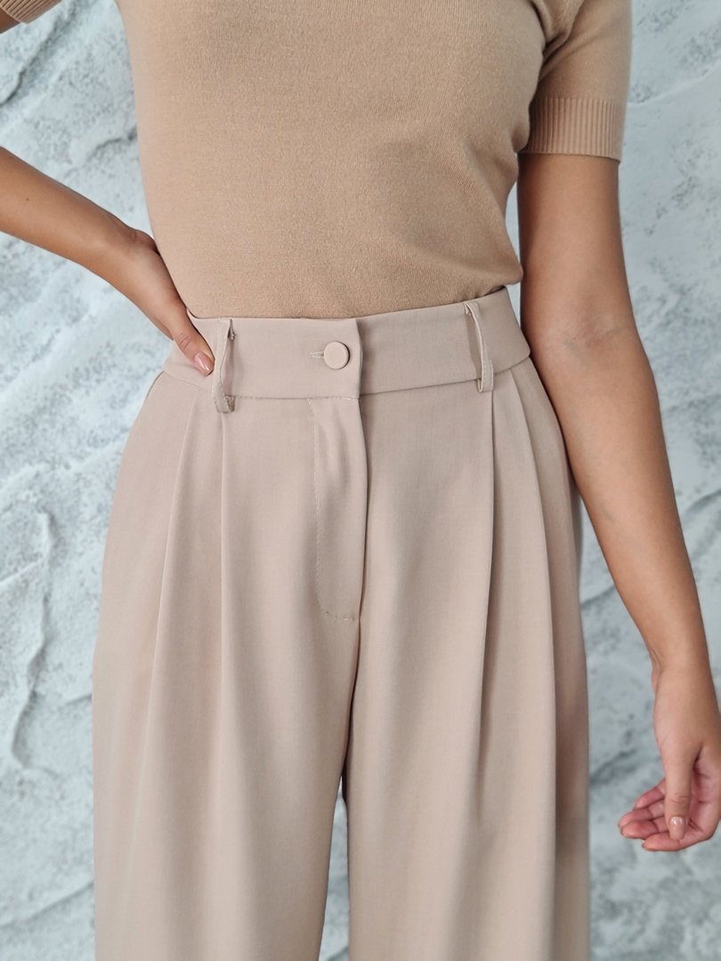 Брюки Imperial палаццо с шлёвками для ремня песочные, фотография №4