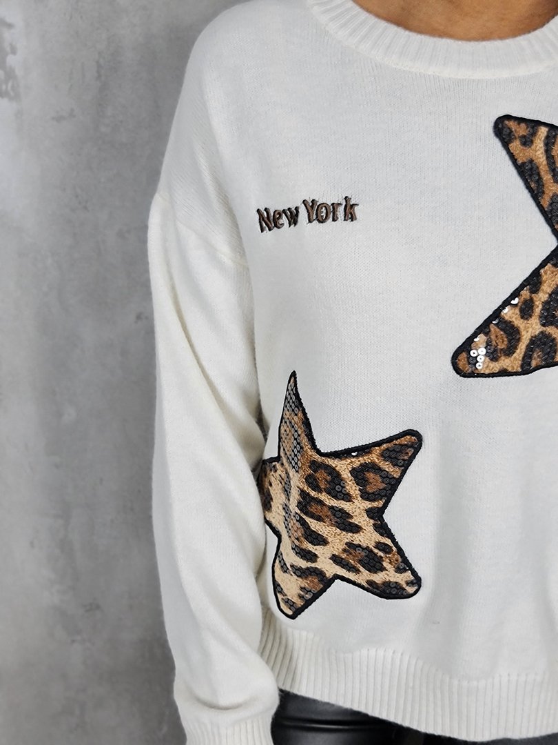 Джемпер Y Two с принтом "звезды" молочный, фотография №2